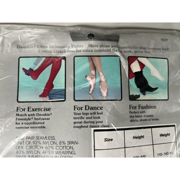 Vintage Danskin Leggings Womens Small Black Ultra Shimmery Stirrup Made USA 90s - Picture 4 of 5